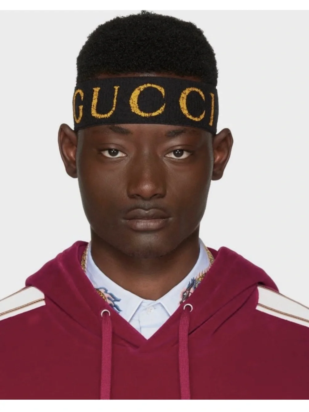 Gucci Black Knit Headband with Gold Logo
